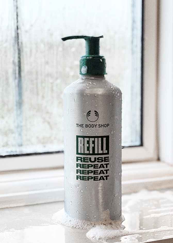 Husk å vaske refill-flasken fra The Body Shop