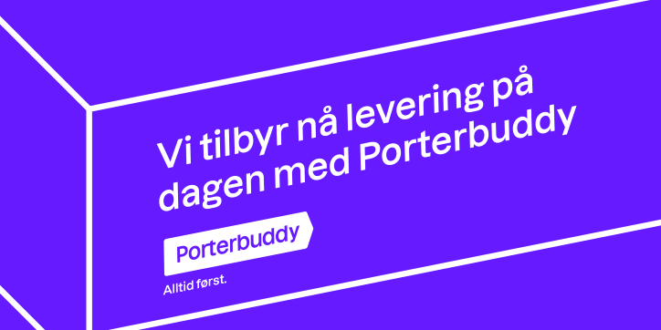 Vi tilbyr nå levering på dagen med Porterbuddy